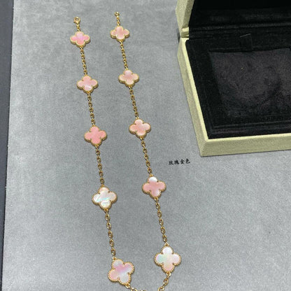 [CLOVER JEWELRY]CLOVER 10 MOTIFS PINK MOP NECKLACE