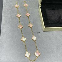 [CLOVER JEWELRY]CLOVER 10 MOTIFS PINK MOP NECKLACE