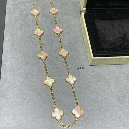 [CLOVER JEWELRY]CLOVER 10 MOTIFS PINK MOP NECKLACE