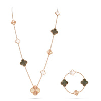 [CLOVER JEWELRY]DETACHABLE CLOVER 15(11+4) FLOWER ROSE GOLD NECKLACE SET