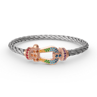 [Clover Jewelry]FORCE LARGE HORSESHOE  COLORED DIAMOND BRACELET ROSE GOLD