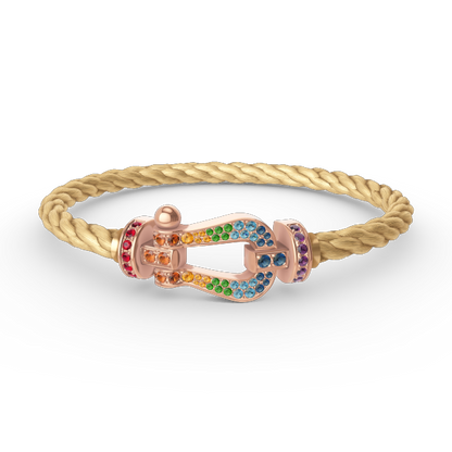 [Clover Jewelry]FORCE LARGE HORSESHOE  COLORED DIAMOND BRACELET ROSE GOLD