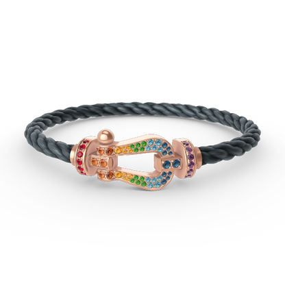 [Clover Jewelry]FORCE LARGE HORSESHOE  COLORED DIAMOND BRACELET ROSE GOLD