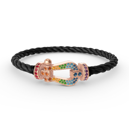 [Clover Jewelry]FORCE LARGE HORSESHOE  COLORED DIAMOND BRACELET ROSE GOLD