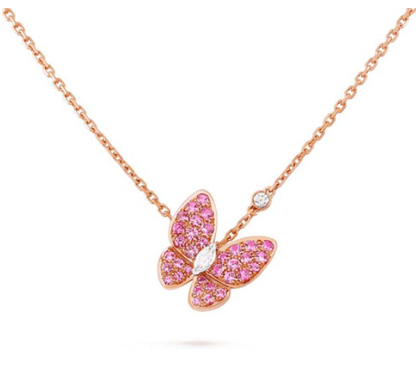 [CLOVER JEWELRY]BUTTERFLY RED DIAMOND ROSE GOLD NECKLACE