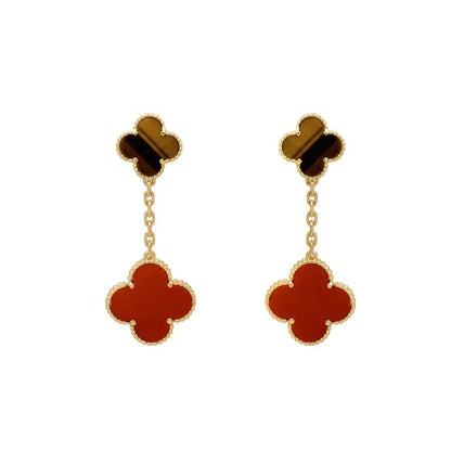 [CLOVER JEWELRY]CLOVER  2 MOTIF  TIGER EYE CARNELIAN EARRINGS