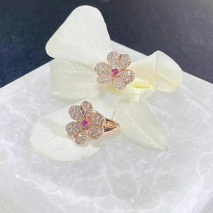 [CLOVER JEWELRY]FRIVOLE PINK GOLD FLOWER DIAMOND EARRINGS