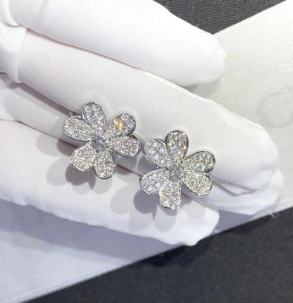 [CLOVER JEWELRY]FRIVOLE SILVER FLOWER DIAMOND EARRINGS