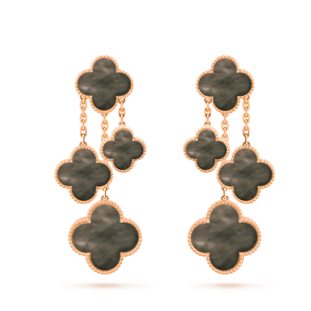 [CLOVER JEWELRY]CLOVER EARRINGS DARK MOP 4 MOTIFS ROSE GOLD