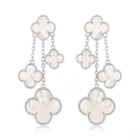 [CLOVER JEWELRY]CLOVER EARRINGS WHITE MOP 4 MOTIFS SILVER
