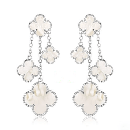 [CLOVER JEWELRY]CLOVER EARRINGS WHITE MOP 4 MOTIFS SILVER