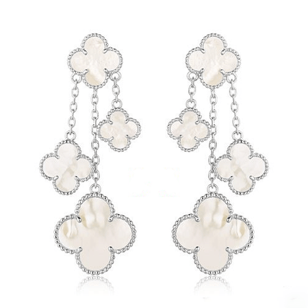 [CLOVER JEWELRY]CLOVER EARRINGS WHITE MOP 4 MOTIFS SILVER