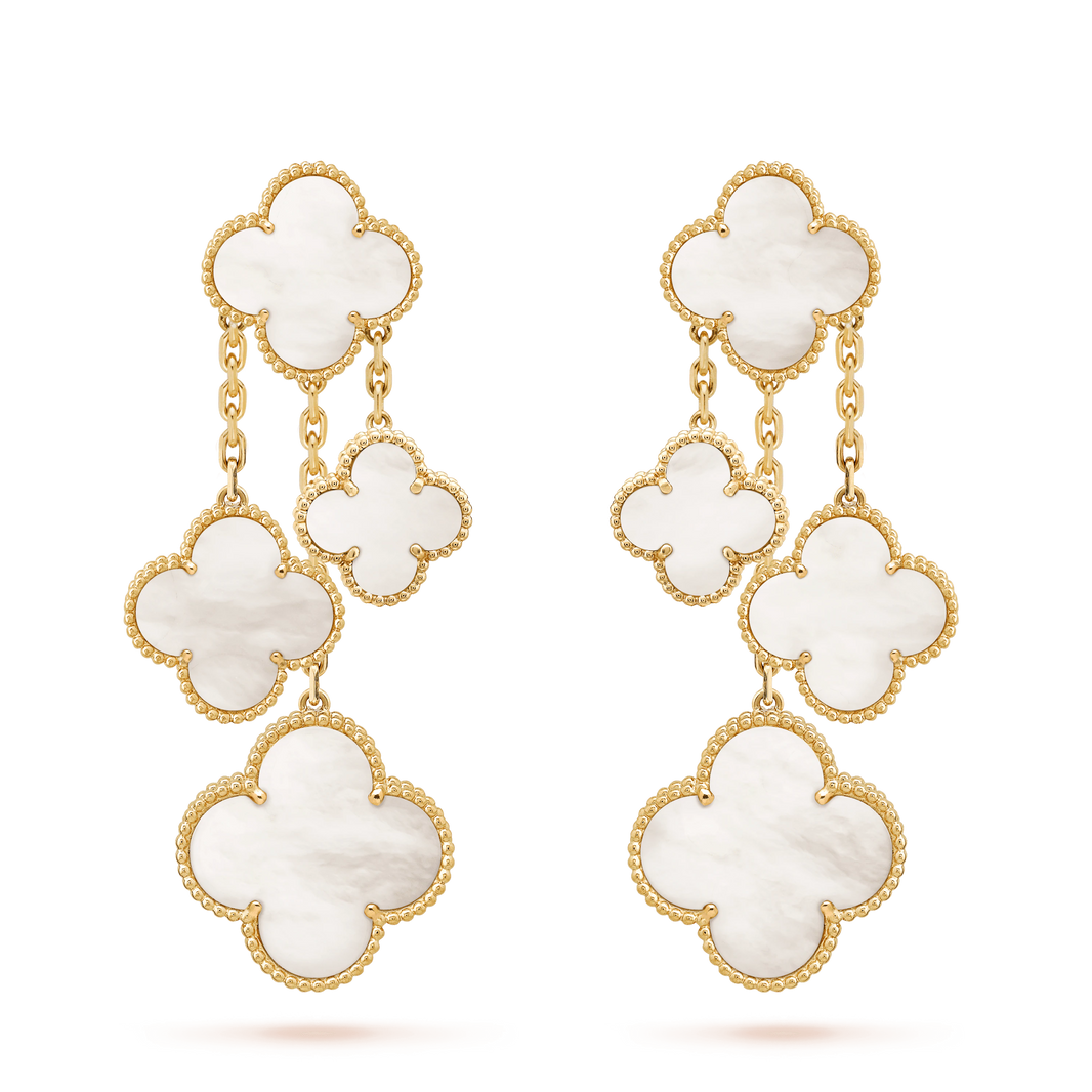 [CLOVER JEWELRY]CLOVER EARRINGS WHITE MOP 4 MOTIFS GOLD