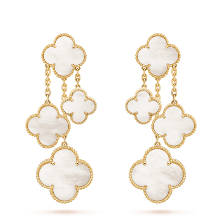 [CLOVER JEWELRY]CLOVER EARRINGS WHITE MOP 4 MOTIFS GOLD