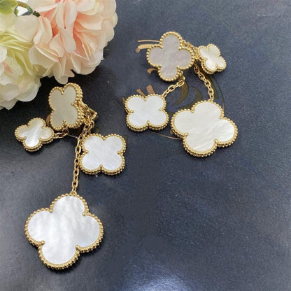 [CLOVER JEWELRY]CLOVER EARRINGS WHITE MOP 4 MOTIFS GOLD