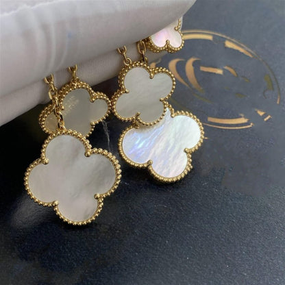 [CLOVER JEWELRY]CLOVER EARRINGS WHITE MOP 4 MOTIFS GOLD