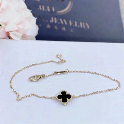 [CLOVER JEWELRY]CLOVER ONYX SINGLE FLOWER BRACELET