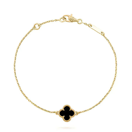 [CLOVER JEWELRY]CLOVER ONYX SINGLE FLOWER BRACELET