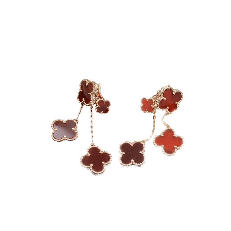 [CLOVER JEWELRY]CLOVER EARRINGS CARNELIAN 4 MOTIFS PINK GOLD