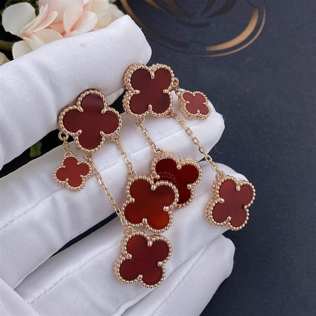 [CLOVER JEWELRY]CLOVER EARRINGS CARNELIAN 4 MOTIFS PINK GOLD