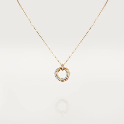 [Clover Jewelry]TRINITY NECKLACE SILVER GOLD PINK GOLD DIAMONDS