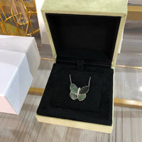 [CLOVER JEWELRY]LARGE BUTTERFLY SILVER PENDANT DIAMOND NECKLACE