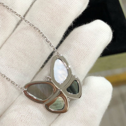 [CLOVER JEWELRY]LARGE BUTTERFLY SILVER PENDANT DIAMOND NECKLACE