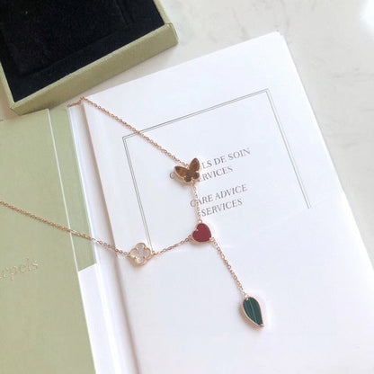 [CLOVER JEWELRY]LUCKY SPRING 4 MOTIFS ROSE GOLD NECKLACE