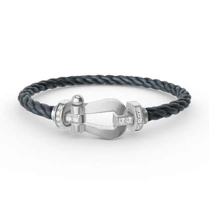 [Clover Jewelry]FORCE LARGE HORSESHOE HALF DIAMOND BRACELET SILVER