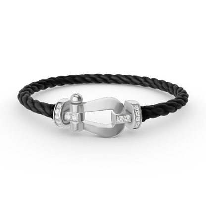 [Clover Jewelry]FORCE LARGE HORSESHOE HALF DIAMOND BRACELET SILVER